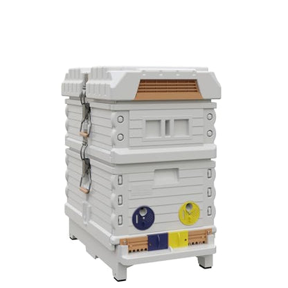 Apimaye Insulated 7 Frame NUC Assembled Medium Super Langstroth Sized Box for Bee Hives with Built in Latches and Handles [NO Frame] (White)