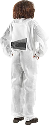 Bees & Co U85 Ultralight Beekeeper Suit with Square Veil - color: Sateen White, size: Small