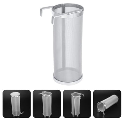 Stainless Steel Filter Net Barrel with Hook Lightweight Permanent Wine and Beer Brewing Strainer for Home Use during Family Days or Camping Trips