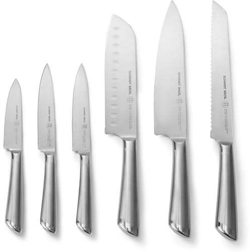 Schmidt Brothers - Atlas Series - 7-Piece Knife Set, High-Carbon Stainless Steel Cutlery with Natural Wood Knife Block - color: Atlas
