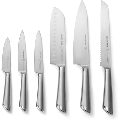 Schmidt Brothers - Atlas Series - 7-Piece Knife Set, High-Carbon Stainless Steel Cutlery with Natural Wood Knife Block - color: Atlas