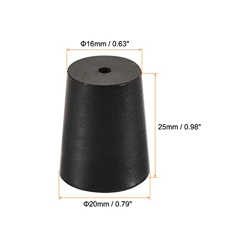 MECCANIXITY Rubber Tapered Plug 16mm to 20mm with Hole Test Tubes Bungs Stopper Black for Lab Home 5 Pieces - size: 16mm - 20mm