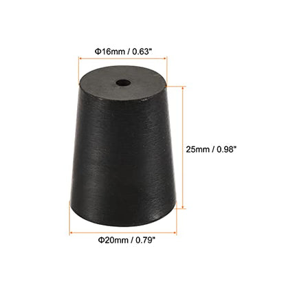 MECCANIXITY Rubber Tapered Plug 16mm to 20mm with Hole Test Tubes Bungs Stopper Black for Lab Home 5 Pieces - size: 16mm - 20mm