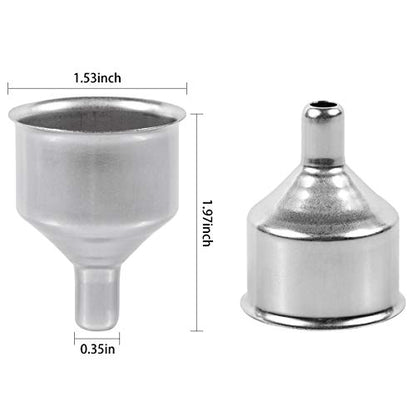 Mini Funnels, Silver Stainless Steel Funnels for Oil Bottle, 2 Pcs | for Drinking Liquor Flask, Essential Oil Bottle, Spice Powder, Amber Bottles Homemade Make-Up Fillers