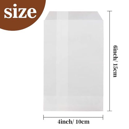 MAQIHAN 100 Glassine Wax Paper Bags - 4x6" Glassine Envelopes Wax Paper Sandwich Food French Fry Bags Individual Cookie Sleeves Cake Slices Soap Bars Packaging Treat Bags Desserts Baked Goods Wrappers - size: 4x6"