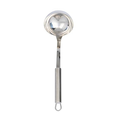 Restaurantware Stainless Steel Soup Ladle - German Standard Large Kitchen Ladle with Deep Bowl Design, Dishwasher Safe, Heat Resistant - Serving Ladle for Soups, Stews, Sauces - style: Steel Serving Ladle