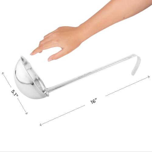 Restaurantware Met Lux 16 Ounce Serving Ladle, 1 With Hook Handle Soup Ladle - Dishwasher-Safe, Corrosion-Resistant, Stainless Steel, For Stirring, Pouring, & Serving - size: 16 oz