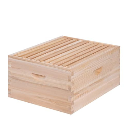 10 Frame Deep Beehive Box,Langstoth Deep Brood Bee Hive Box, Include Beehive Frames and Waxed Foundations - size: 10 Frame