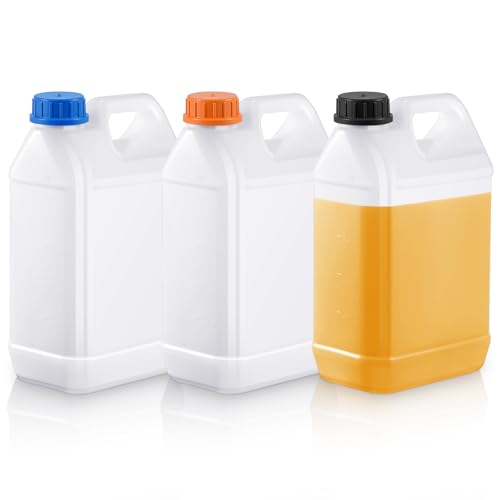 Ziliny 3 Pcs 1 Gallon Plastic Jug with Lids Square Empty Storage Containers HDPE Carboy Plastic Jar Containers for Water Beverage Oil Liquids (Translucent Color with Different Lids) - color: Translucent Color with Different Lids, size: 32 oz