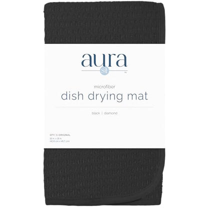 S&T INC. Dish Drying Mat, 16” x 18”, Absorbent Microfiber Kitchen Counter Mat, Drying Pad for Dishes, Utensils, Pots and Pans, Large, Diamond Texture, Black - size: 16" x 18"
