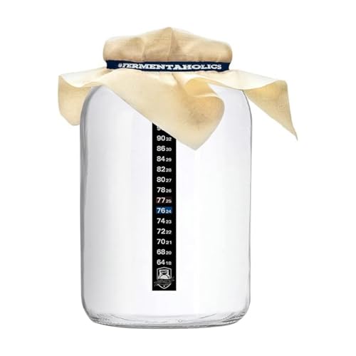 Fermentaholics One Gallon Glass Kombucha Jar with Breathable Muslin Cloth Cover, and Rubber band | Perfect SCOBY Home For Anyone Looking To Brew Their Own Kombucha | American-Made Glass Jar (1)