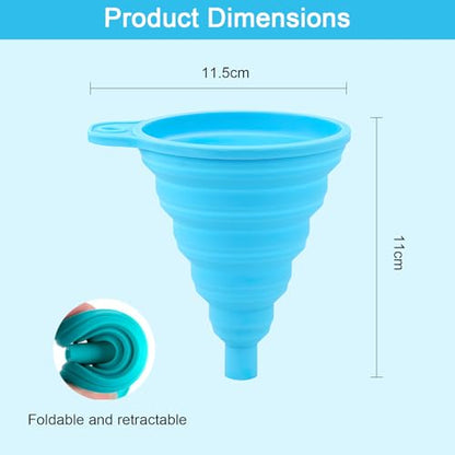 3 Pcs Portable Silicone Collapsible Funnel - Food Grade Mini Funnel for Liquids, Kitchen Use,Compact, Reusable Liquid Dispenser, Blue|Green|Pink - color: 1Pink+1Green+1Blue