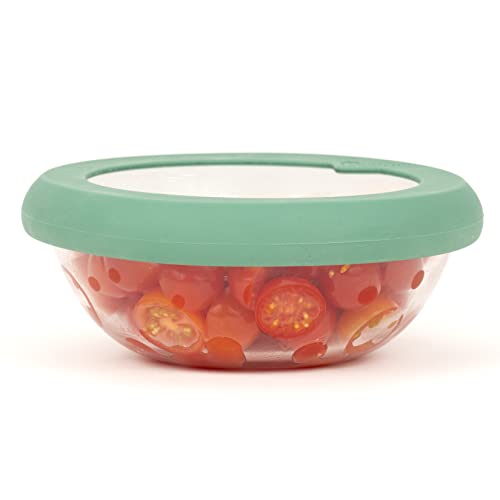 Food Huggers Replacement Lids for Glass Storage Containers | Silicone & Glass Lids that Don’t Crack | Fits Most Round Container Brands & Bowls | 100% Plastic Free | 1 Lid (Medium), Gradual Green - color: Gradual Green, size: 1 Lid (Medium)