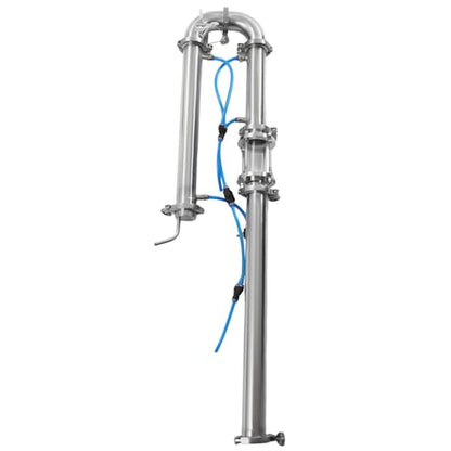 Tubular Distillation Tower, Moonshine Distiller 2in with Sight Glass Copper Mesh for Home Brew Wine Making