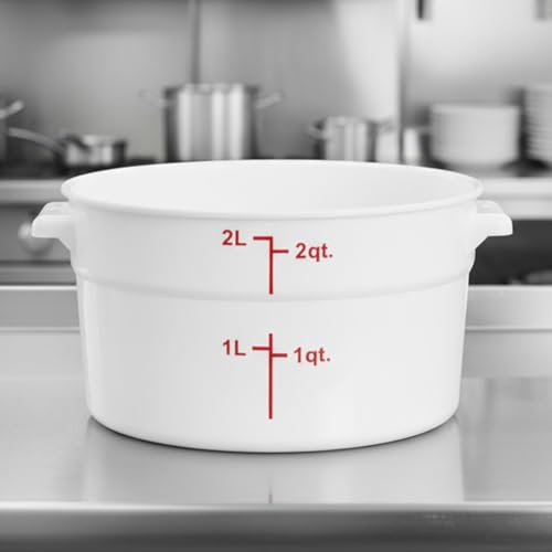 TrueCraftware- 2 Quart White Round Food Storage Container Polypropylene- Commercial Reusable Food Container Canister with Measurement Markings for Meal Prep Pantry Kitchen - size: 2 Quart