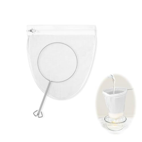 1 Pack Ultra Fine Mesh Strainer Bags, Reusable with Stainless Steel Handle, Filter for Nut Milk, Coffee, Juice, Cheese, Honey, and More (Small) - color: Small