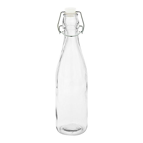 Restaurantware-17 Ounce Swing Top Glass Bottles, 10 Airtight Seal Glass Bottles With Swing Top Lids - Medium, Resealable, Clear Bottle, For Sodas, Kombuchas, Juices - size: 17 oz