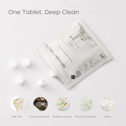 Bc Babycare Detergent Tablets for Clarvion & All Baby Bottle Washers, 120 Count - Deep Clean for Bottles & Pump Parts, Removes Milk Film, Grease & Odor, Fast-Dissolving, Baby-Safe & Residue-Free