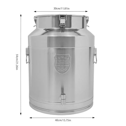 64L/16.9gal Milk Can with Spigot - 304 Stainless Steel Water Dispenser Food Storage Container for Liquid & Dry Goods, Wine Pail Bucket Metal Tote Jug for Kitchen, Farm - size: 64 liters (16.9 gallons)