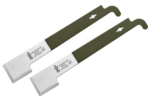Frame Lifter and Scraper J Hook Tool Hive Tool Beekeeping Equipment (J Shaped:11 inch) (Olive Green/Two Pcs) - color: Olive Green/Two Pcs
