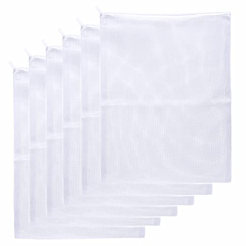 JIHAQUA Aquarium Filter Bags Large - Reusable Fish Tank Filter Media Mesh Bags with Plastic Zipper (11.5 x 15.5 inch (6 Pack)) - size: 11.5 x 15.5 inch (6 Pack)