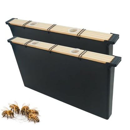 Bee Feeder 3.5L 2 Pack, Bee Feeders for Hives with Anti-Drowning Ladders, Easy Install Beehive Frame Feeder for Inside Hives and Syrup Feeding
