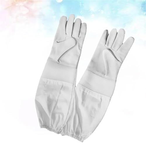 Beekeeping Gloves 2 Pair Beekeeping Gloves Premium Goatskin Beekeeper's Glove Long Protective Gloves Size XL (White) for Beekeepers Protected Supplies