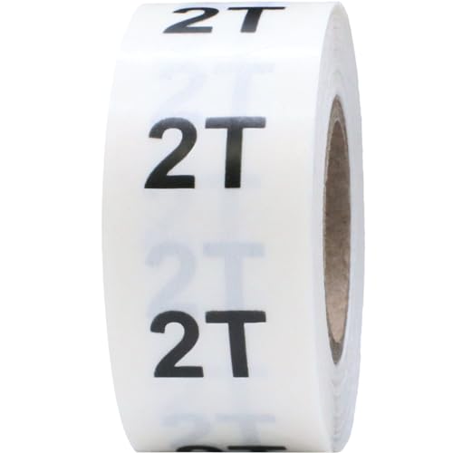 Clear Circle 2T Clothing Size Stickers - 3/4 Inch Round, 500 Clear Plastic Adhesive Labels Per Roll for Retail Apparel, Kids Clothing Organization, and Inventory - Made in the USA - color: 2t