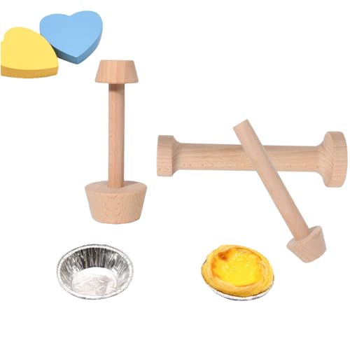 3 Pieces Wooden Tart Tamper Set Double Side Pastry Dough Tamper Egg Tarts Tamper Pastry Tools DIY Cake Pastry Tools for Making Egg Tart, Pasta, Cheesecakes Dessert Kitchen Baking Tools
