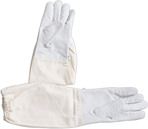 Children Goatskin Leather Beekeeper's Glove with Long Canvas Sleeve and Elastic Cuff