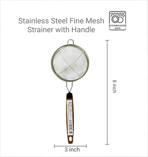 JapanBargain 2459, Fine Mesh Tea Strainer with Handle Stainless Steel Small Sifter For Drinks, Cocktails, Coffee and Matcha, 2-Pack