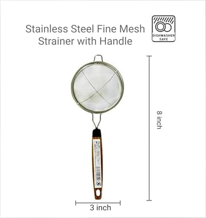 JapanBargain 2459, Fine Mesh Tea Strainer with Handle Stainless Steel Small Sifter For Drinks, Cocktails, Coffee and Matcha, 2-Pack