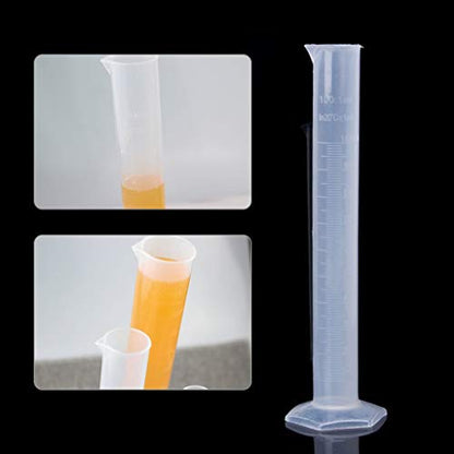 Hydrometer Test Tube, Plastic Graduated Cylinder, 100ml Hydrometer Test Tube with Clear Scale, Portable Measuring Cylinder for Home and School Science, 100 Ml Graduated