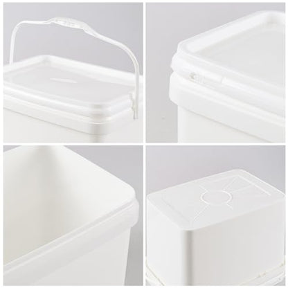 Pack of 4 Paint Bucket with Airtight Lid, 5 Gallon White Plastic Paint Can Tub 20L Rectangle Pail with Handle, Food Grade Bucket Pail