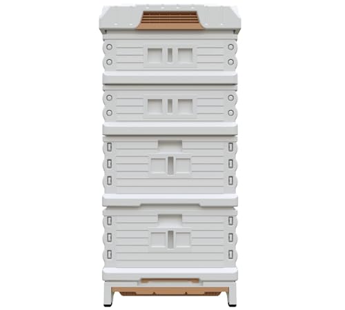 Apimaye Ergo Insulated 10 Frame Simplicity Honey & Brood 2 Deep 2 Medium Beehive Set (White Body Green Entrance)