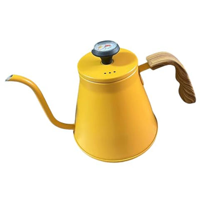 1.2L Stainless Steel Drip Coffee Kettles with Integrated Thermometers and Ergonomic Handle for Brewing Modern Design Kettles - color: Yellow