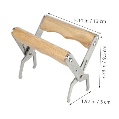 VICASKY 4pcs Beekeeping Frame Gripper Stainless Metal Hive Holder with Wooden Handle Beekeeping Tool for Hive Frame Lifting and Harvesting Equipment