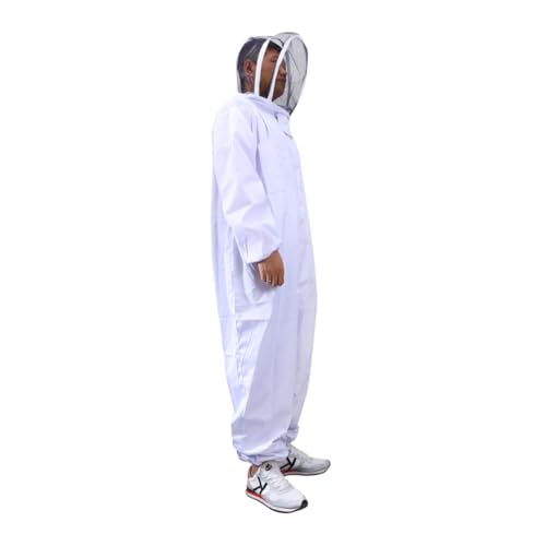 MERRYHAPY XXL Size Beekeeping Suit Full Body Anti- Suit with Veil Hood White Professional Keeper