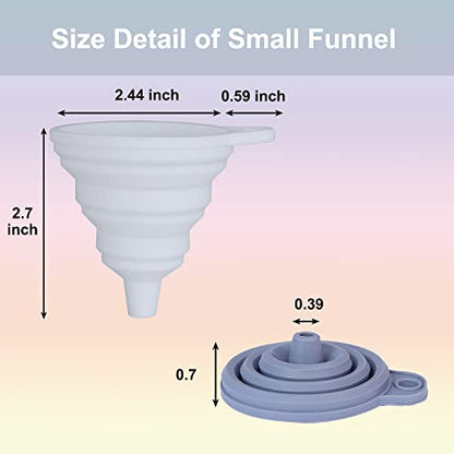 KongNai Silicone Kitchen Funnel Set of 4 | Funnels for Kitchen Use, Food Grade Silicone Funnel，Ccollapsible Funnel Different Size Large and Small