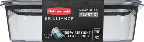 Rubbermaid Brilliance Food Storage Container, Large, 9.6 Cup | Clear | Pack of 2 - size: 9.6 Cup