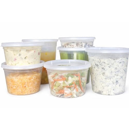 8 oz [30-Pack] Microwavable Plastic Deli Food Storage Containers with Lids | BPA Free, leak-resistant, stackable and freezer-safe design helps keep food fresh and secure - size: 8 oz - 30 Pack