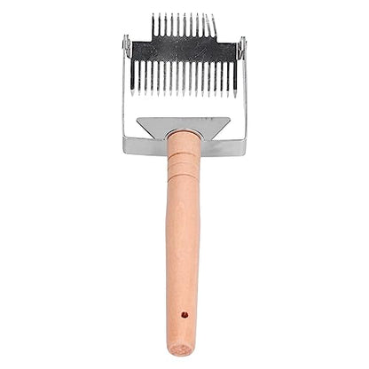 Qiilu Honey Scraper Tool Uncapping Fork Double Head Honey Cutting Fork Beekeeping Equipment for Beekeepers (Double-Ended Wooden Handle)