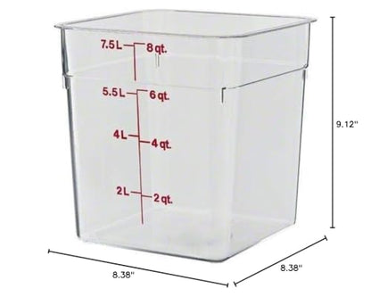 Cambro - 8SFSCW135 Camwear Polycarbonate Square Food Storage Container, 8 Quart (This does not come with a lid) - size: 8 QT
