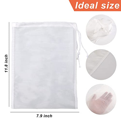 Kimmama Nut Milk Bag, Food Straining Bag, Nylon, 7.9 x 11.8", 4 Pack | Cheese Cloth Bag, Straining Fruit Juice, Tofu, Almond