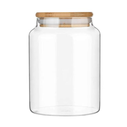 Custde Glass Jar with Lid, 28.7 FL oz Airtight Glass Storage Jar Glass Food Storage Containers for Kitchen Counter, Pantry, Decorative for Coffee, Sugar, Candy Jar Cute (Bamboo 28.7 FL OZ)