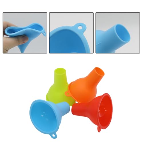 4 PCS Wide Mouth Funnels, Silicone Funnels for Filling Bottles, Multi Color Flexible Canning Funnel Set for Jars, Kitchen Use, Liquid Oil and Powder Transfer(Color 1)