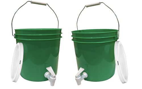 House Naturals 2 Galon Food Grade Bucket with Spigot Faucet Dispenser and Lid(Pack of 2) BPA Free - Made in USA