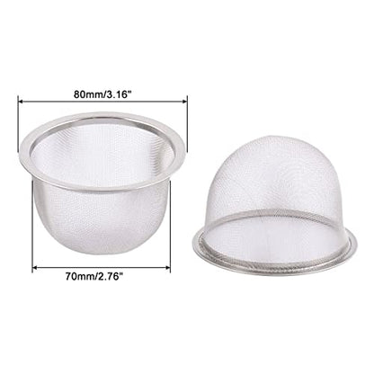 uxcell 4pcs Stainless Steel Mesh Tea Leaves Stainer Teapot Screen 3.1 Inch for Straining Teas and Cocktails or Sifting Flour Sugar Spices and Herbs Silver Tone