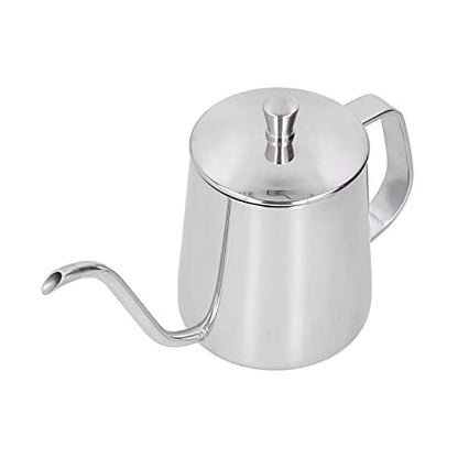 RiToEasysports 304 Stainless Steel Gooseneck Kettle with Thermometer Hole Coffee Pouring Pot Perfect for Hotels Restaurants, 8.6x5.4in (Silver 350ML) - color: Silver 350ML