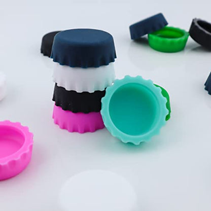 18-Pack Silicone Rubber Bottle Caps: Reusable for Soft Drink, Wine, Beer and Soda Bottles - Kitchen Gadgets (6 Colors)